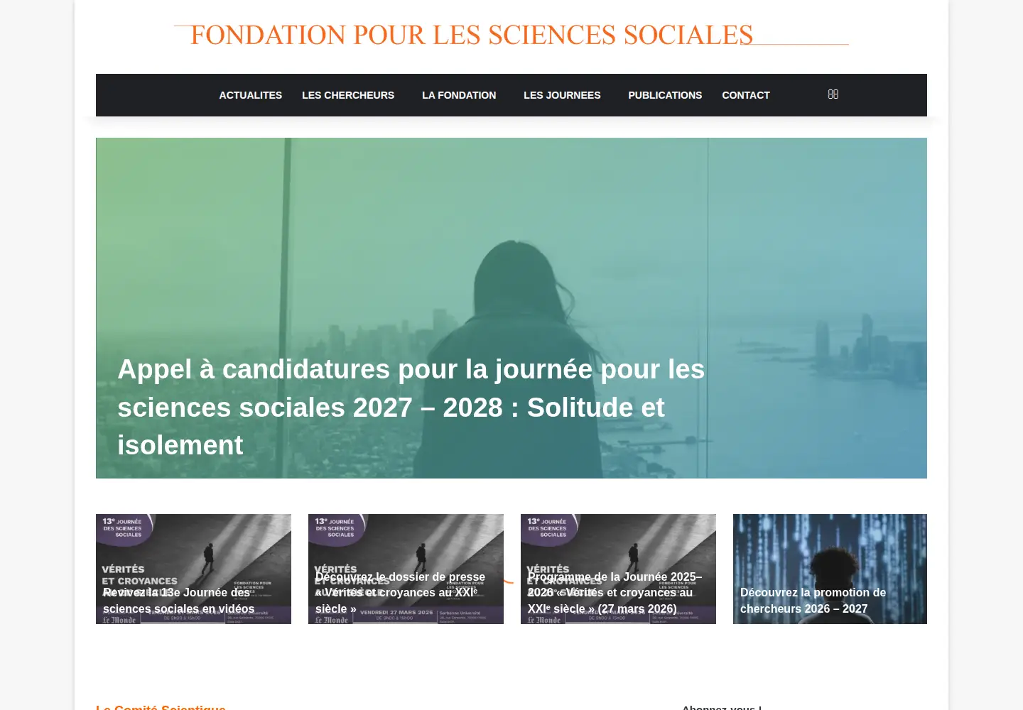 Captured homepage of fondation-sciences-sociales.org in the current scan