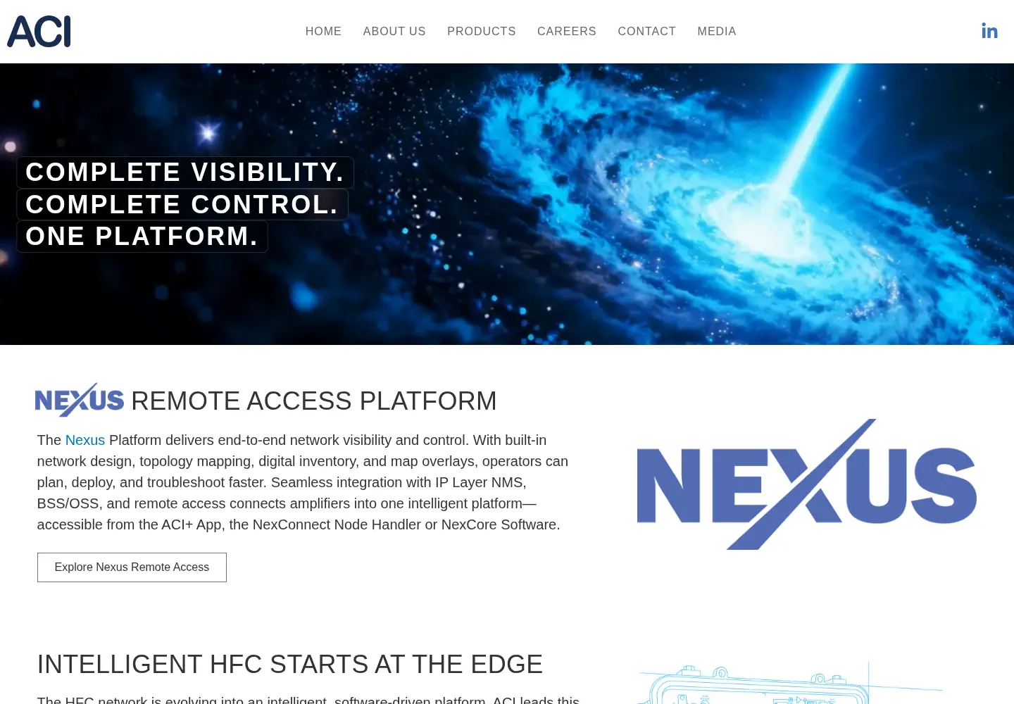 Captured homepage of acicomms.com in the current scan