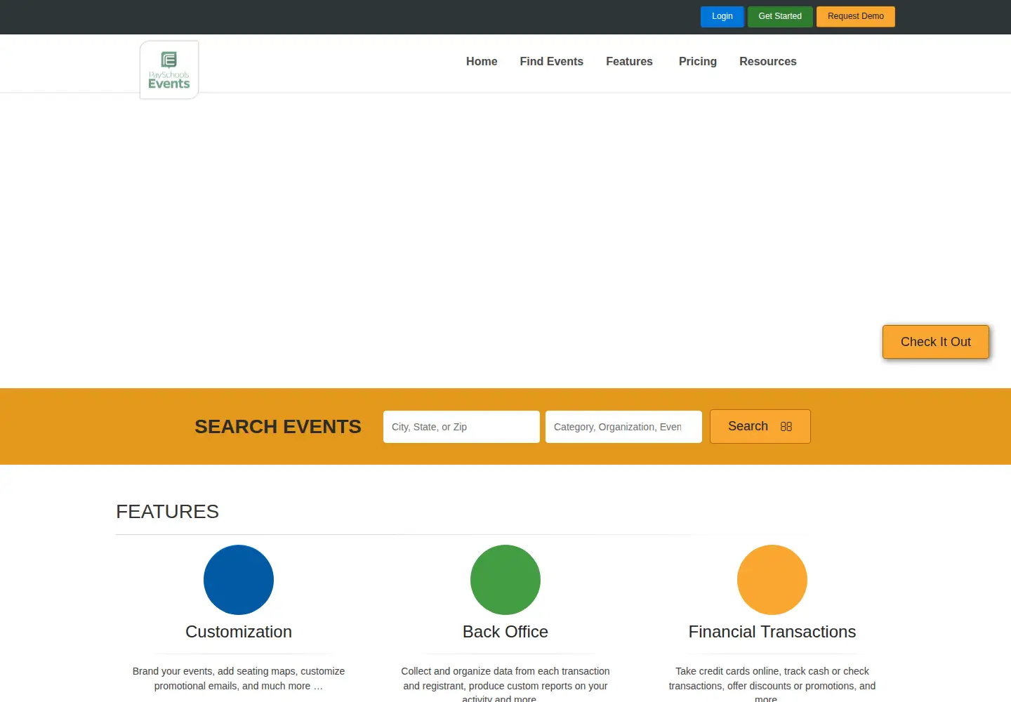 Screenshot of payschoolsevents.com