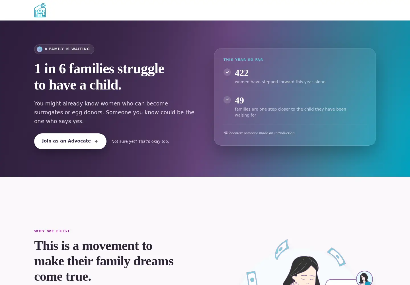 Captured homepage of helpcreatefamilies.com in the current scan