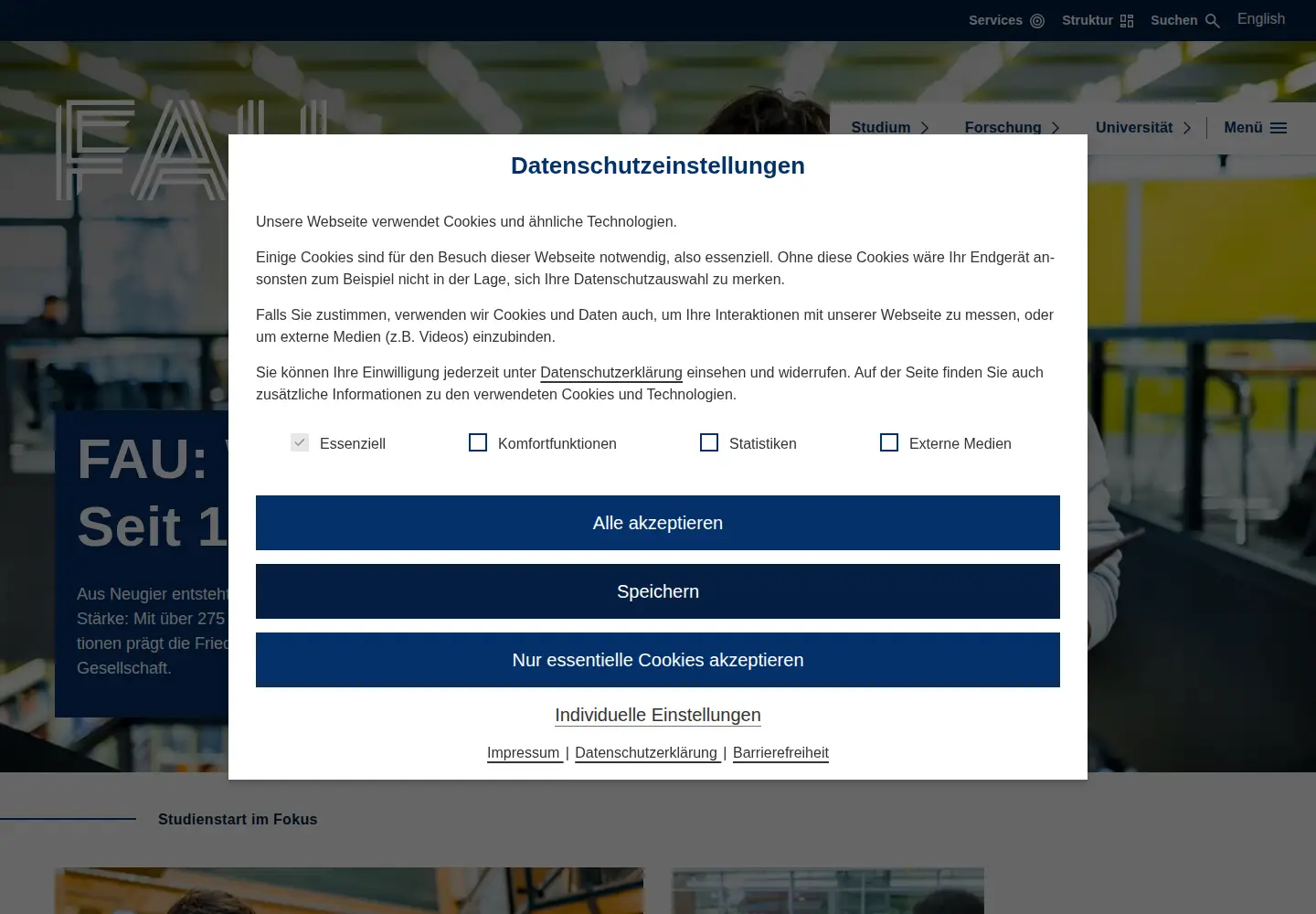 Screenshot of fau.digital