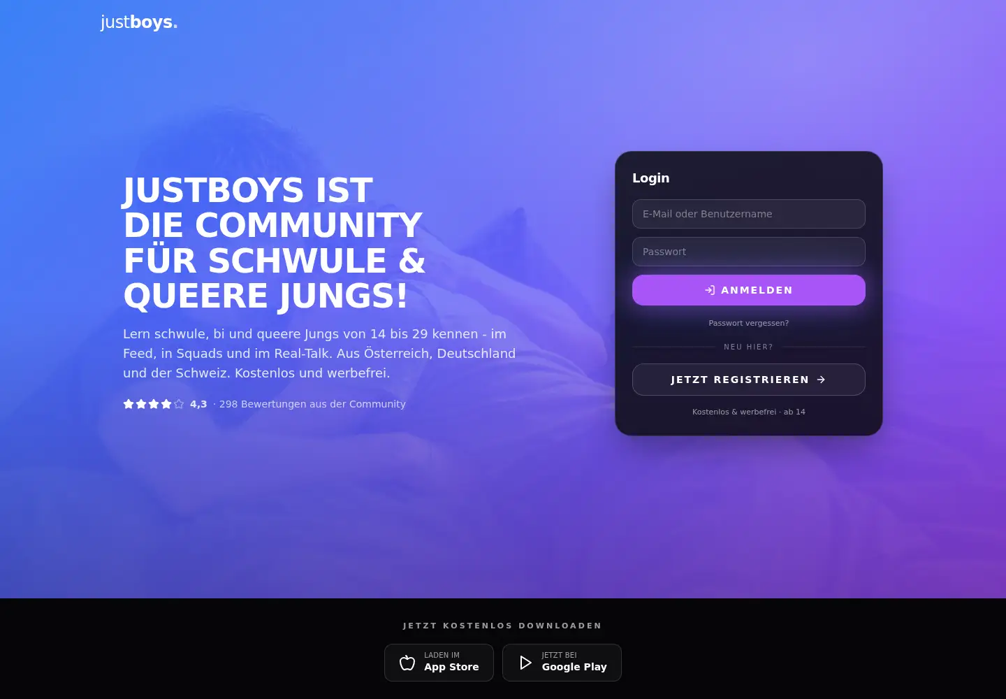 Captured homepage of justboys.at in the current scan