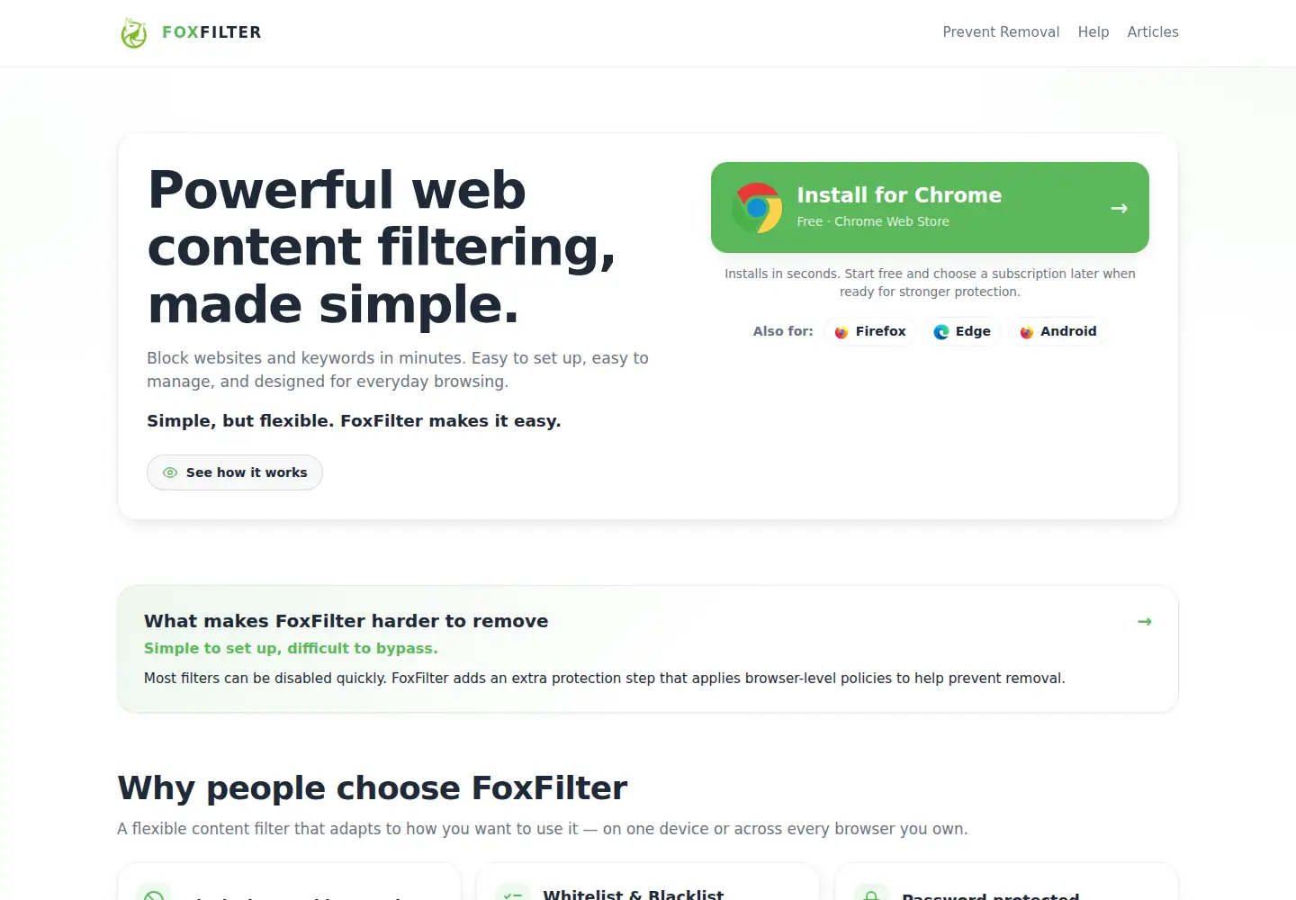 Captured homepage of foxfilter.com in the current scan