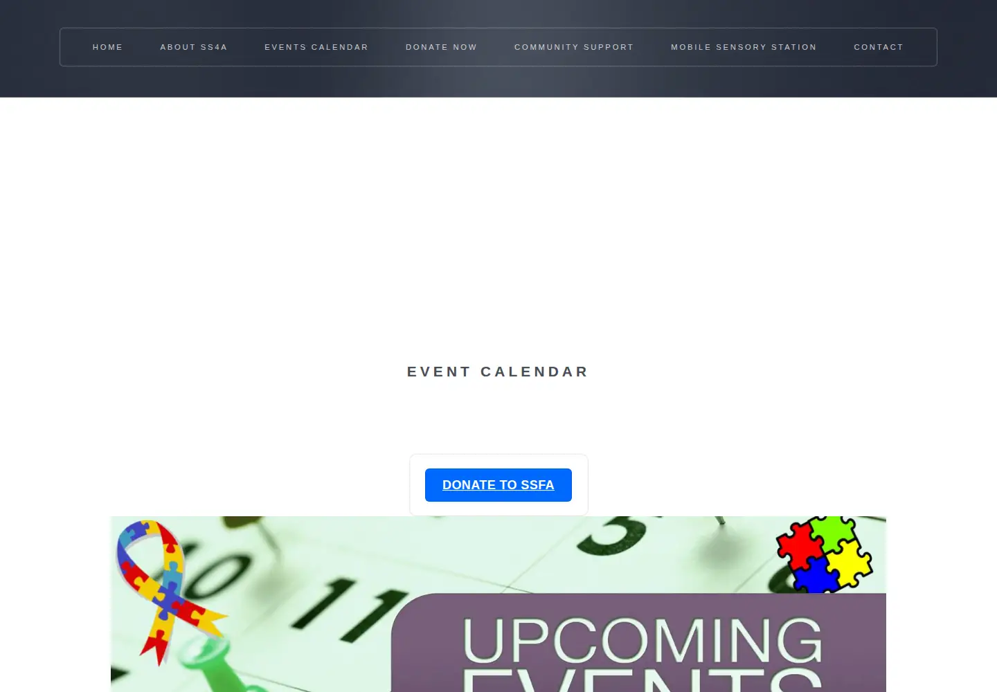 Captured homepage of sparesomeforautism.org in the current scan