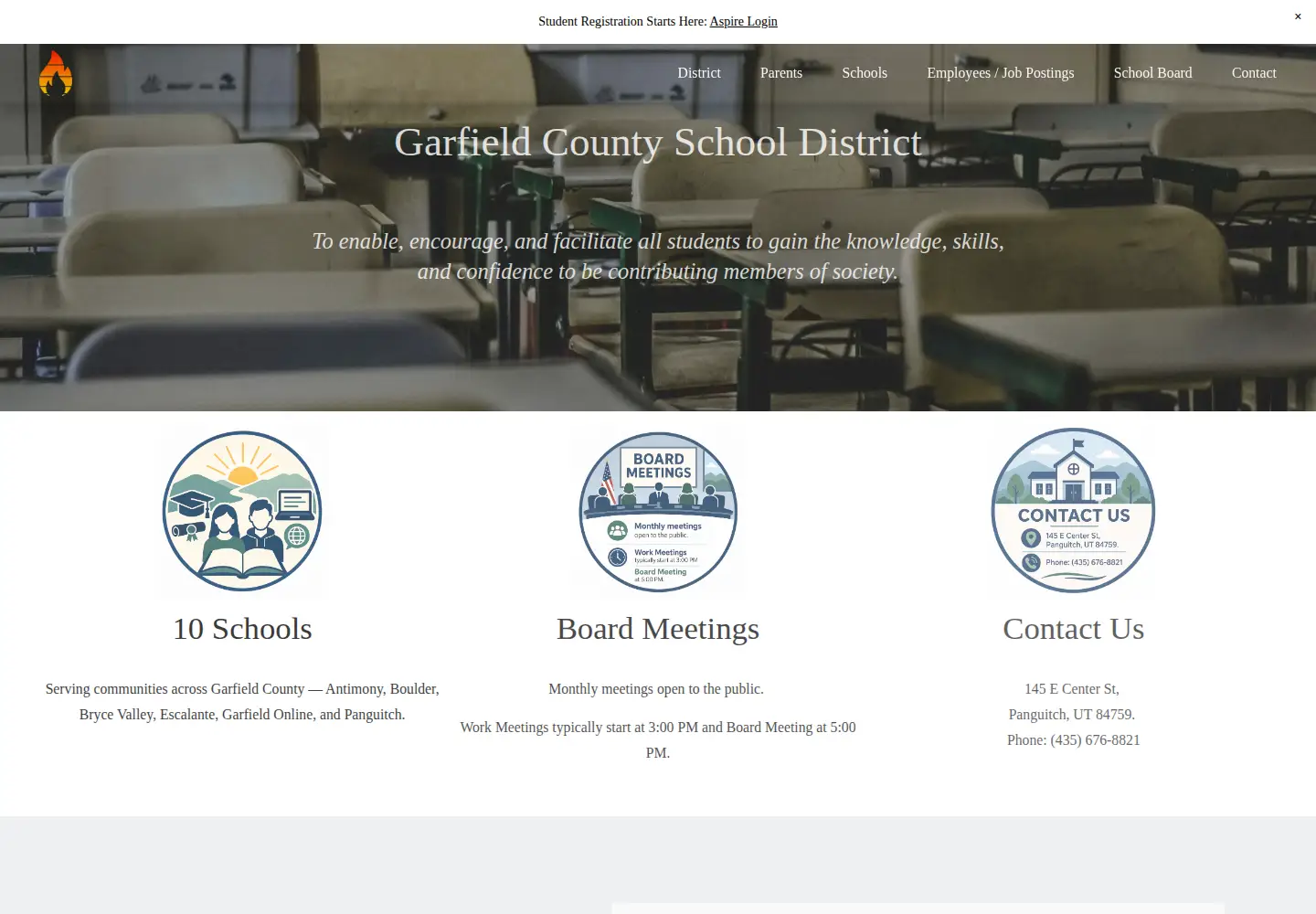 Captured homepage of garfk12.org in the current scan
