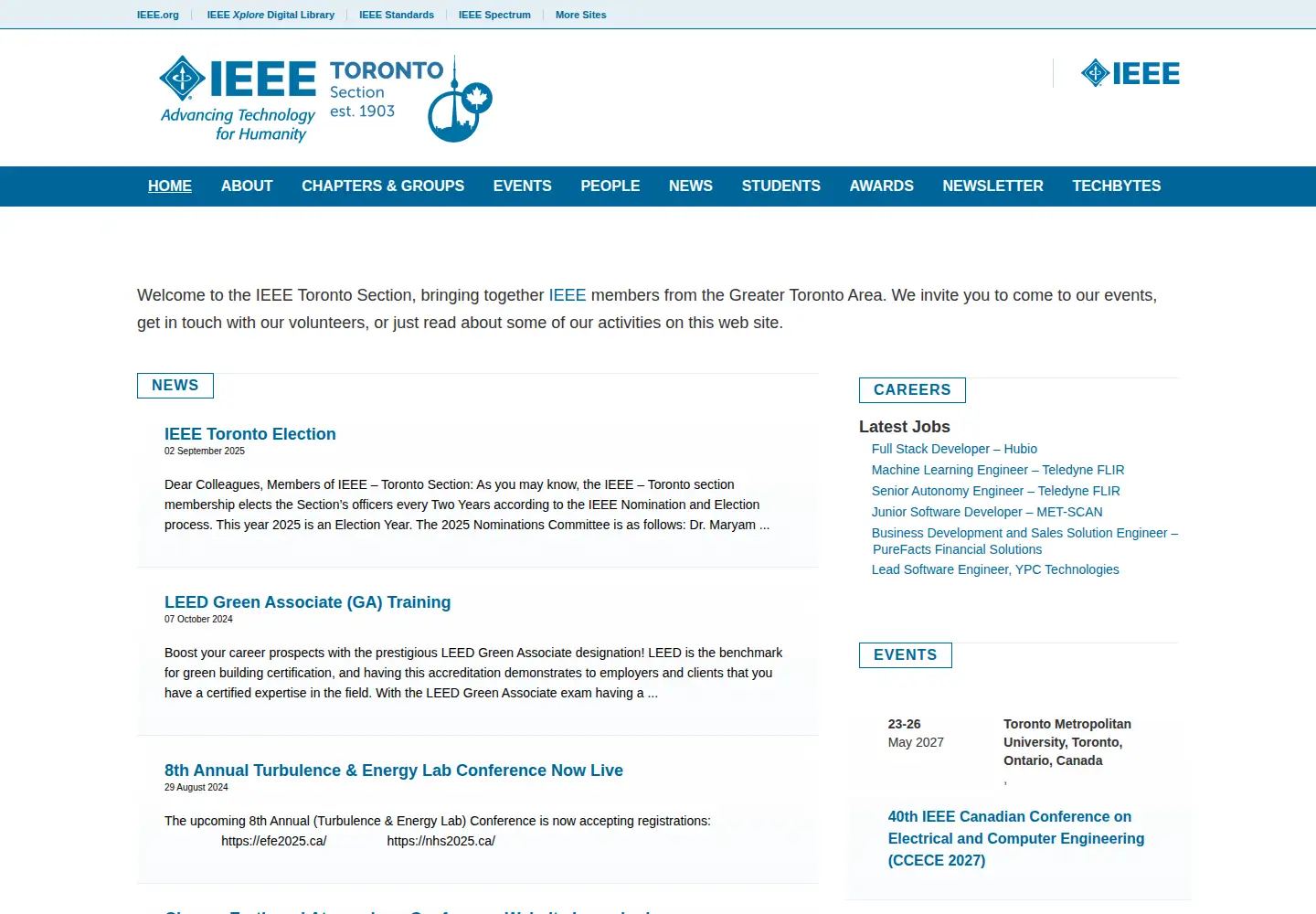 Captured homepage of ieeetoronto.ca in the current scan