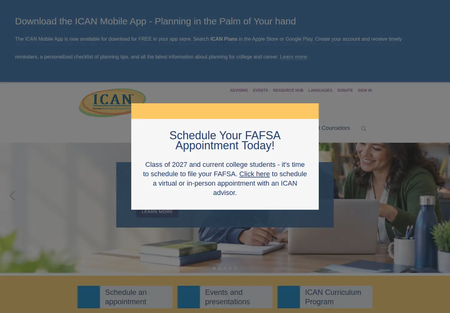 Screenshot of icansucceed.org