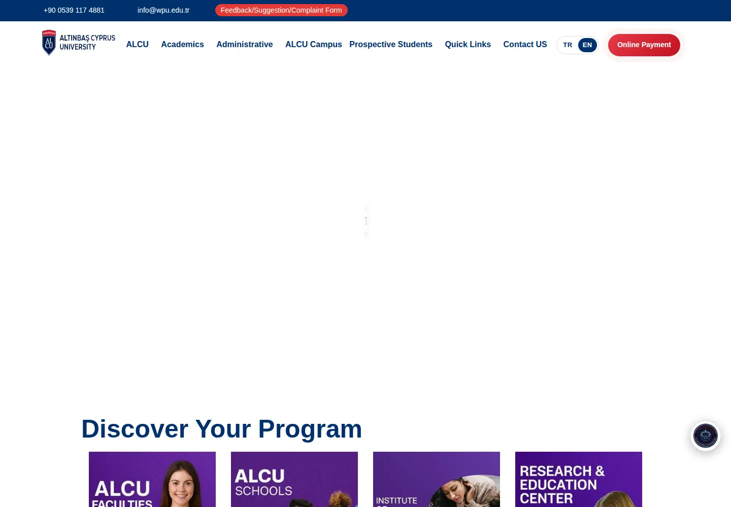 Captured homepage of wpu.edu.tr in the current scan