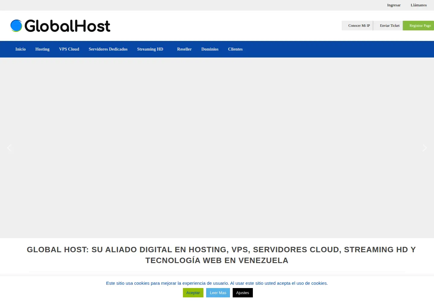 Captured homepage of globalhost.com.ve in the current scan