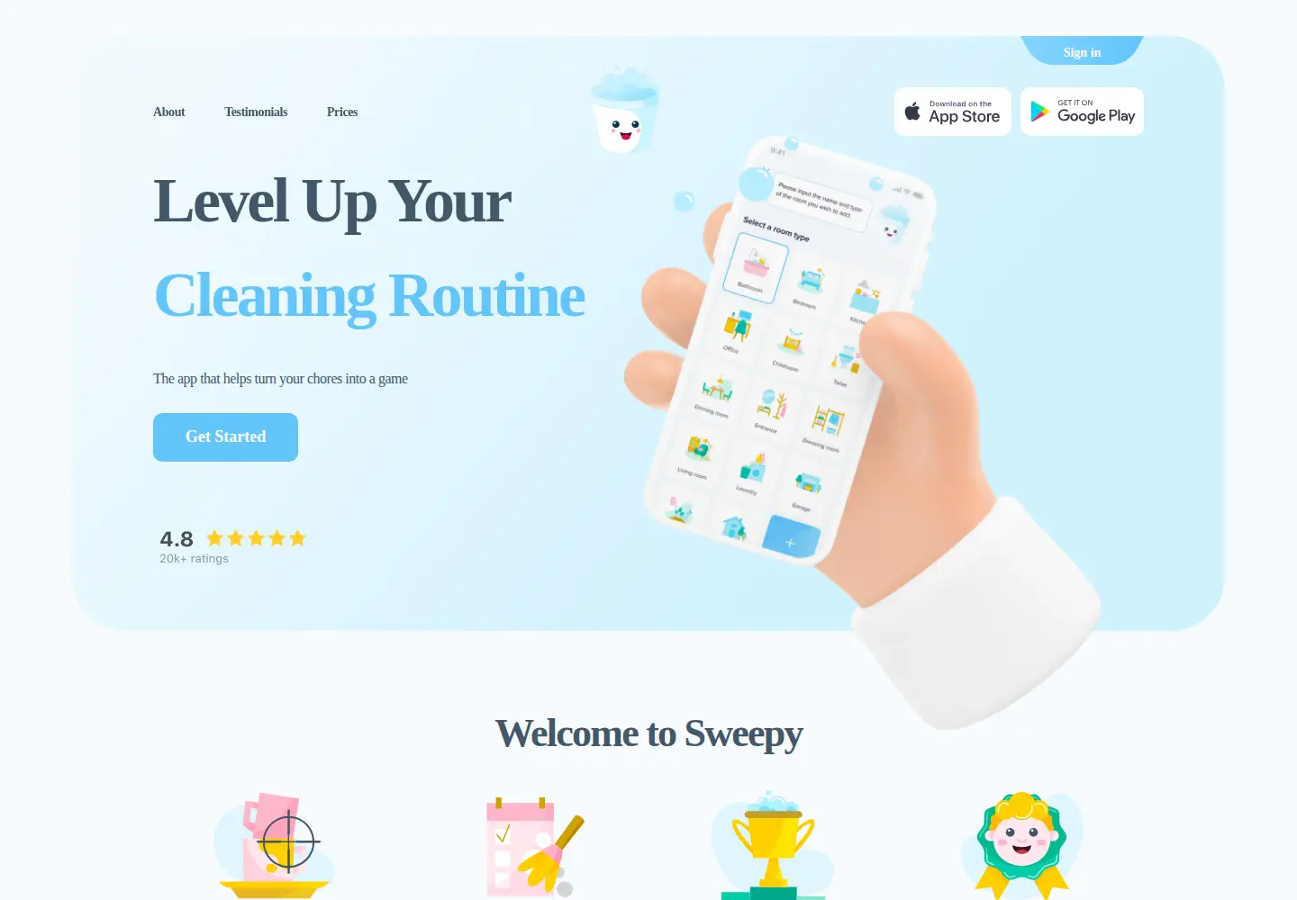 Captured homepage of sweepy.app in the current scan