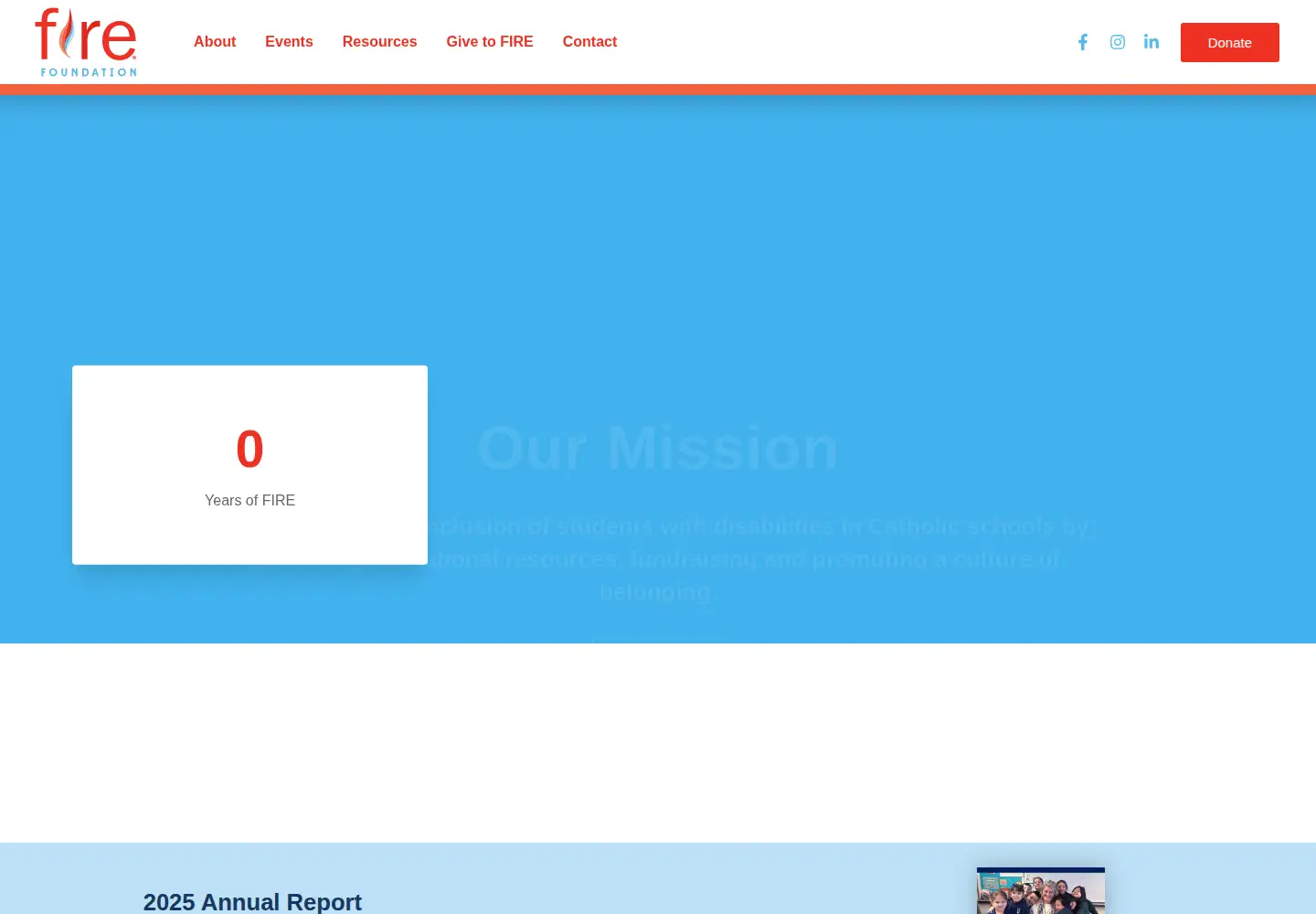 Captured homepage of firefoundation.org in the current scan