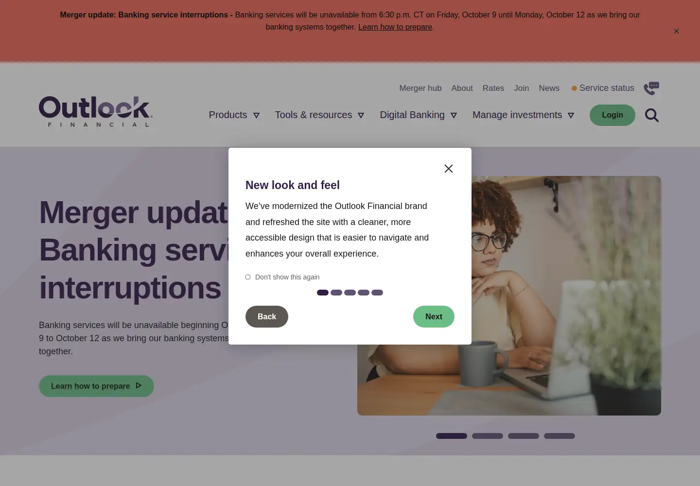 Screenshot of outlookfinancial.com