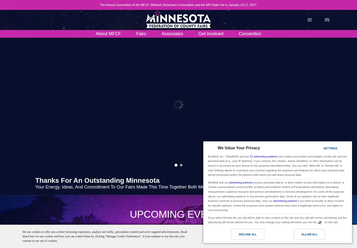 Captured homepage of mfcf.com in the current scan