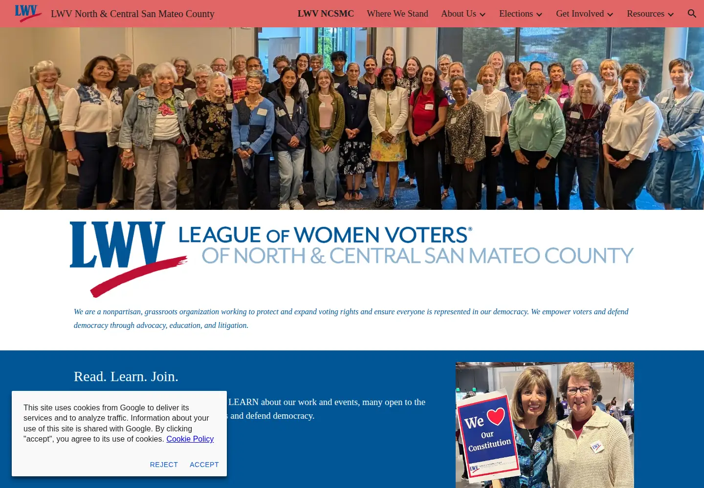 Screenshot of lwvncsmc.org