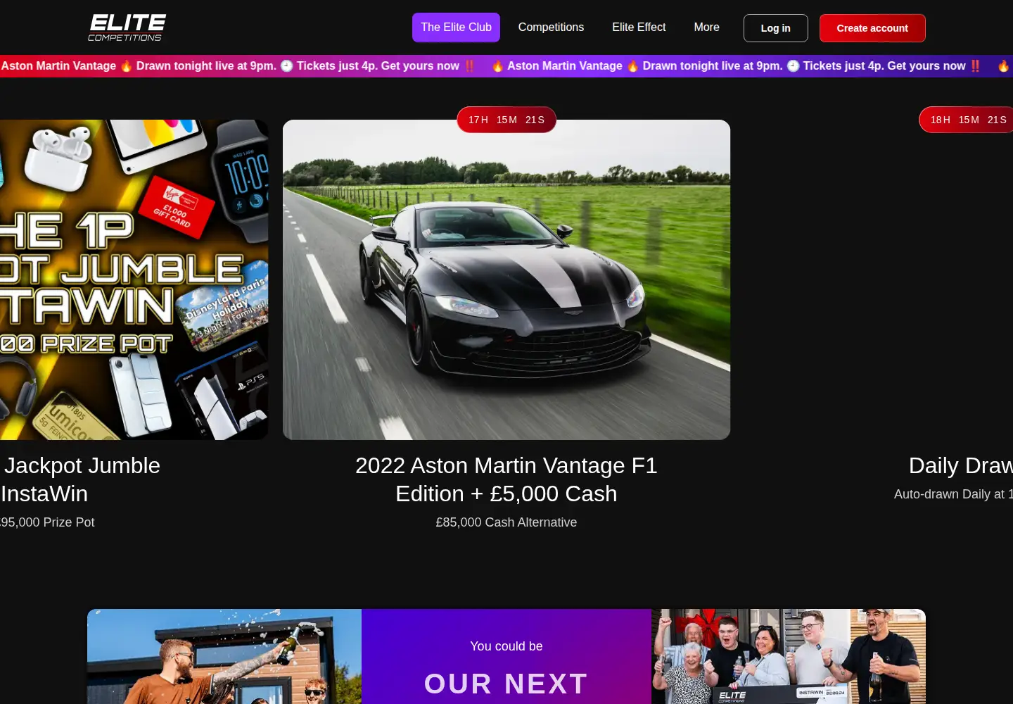 Screenshot of elitecompetitions.co.uk