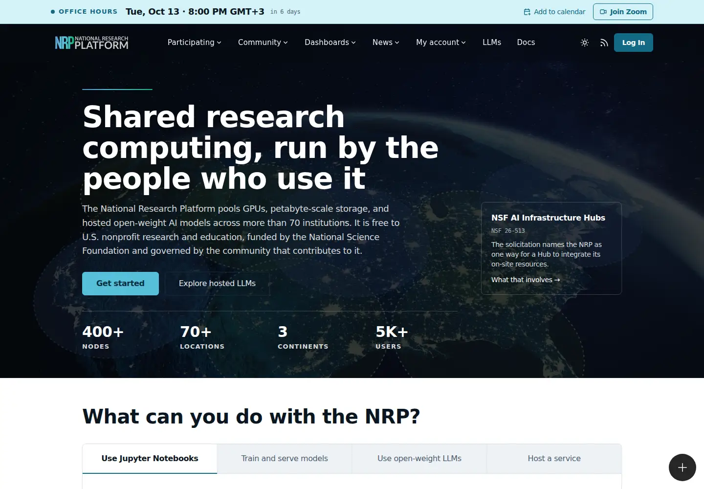 Captured homepage of pacificresearchplatform.org in the current scan