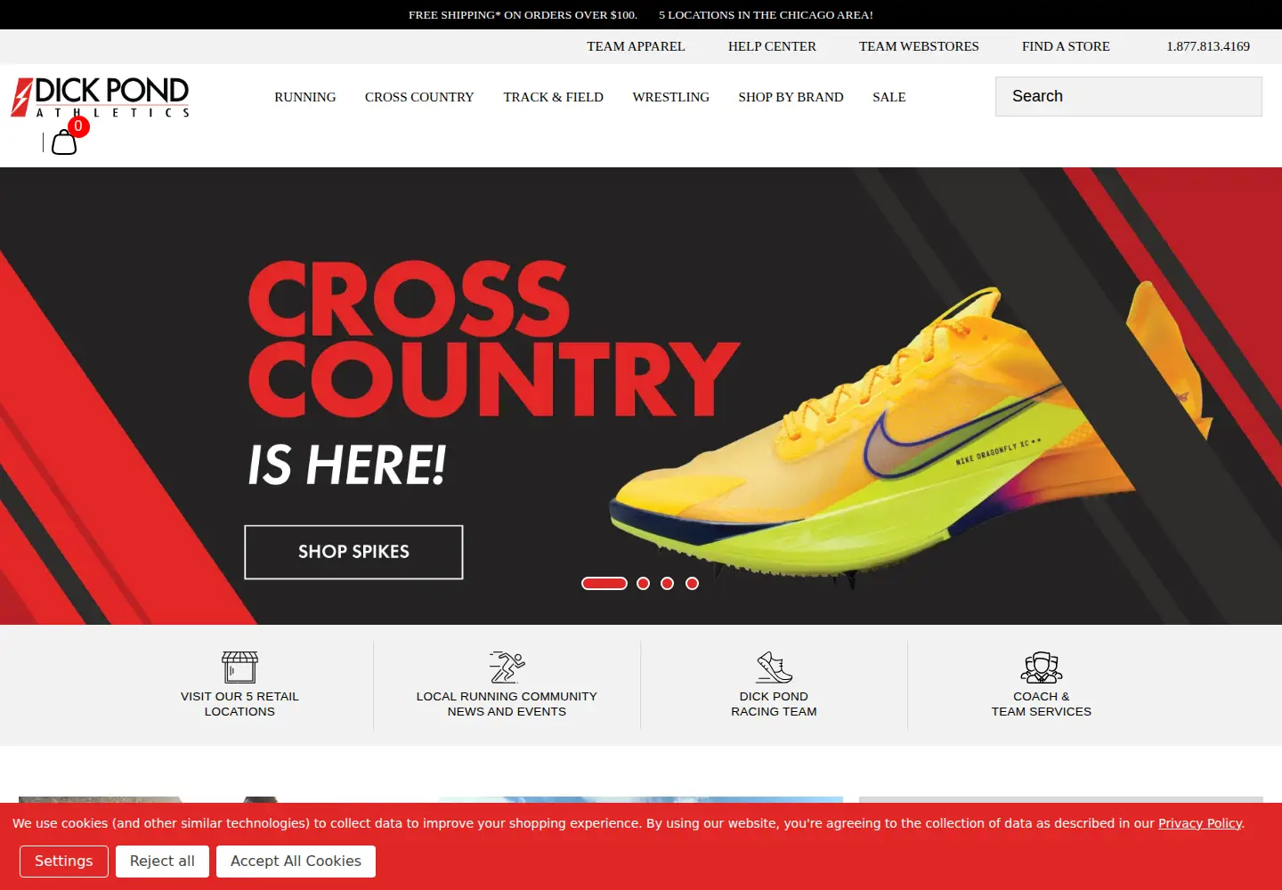 Captured homepage of dickpondathletics.com in the current scan