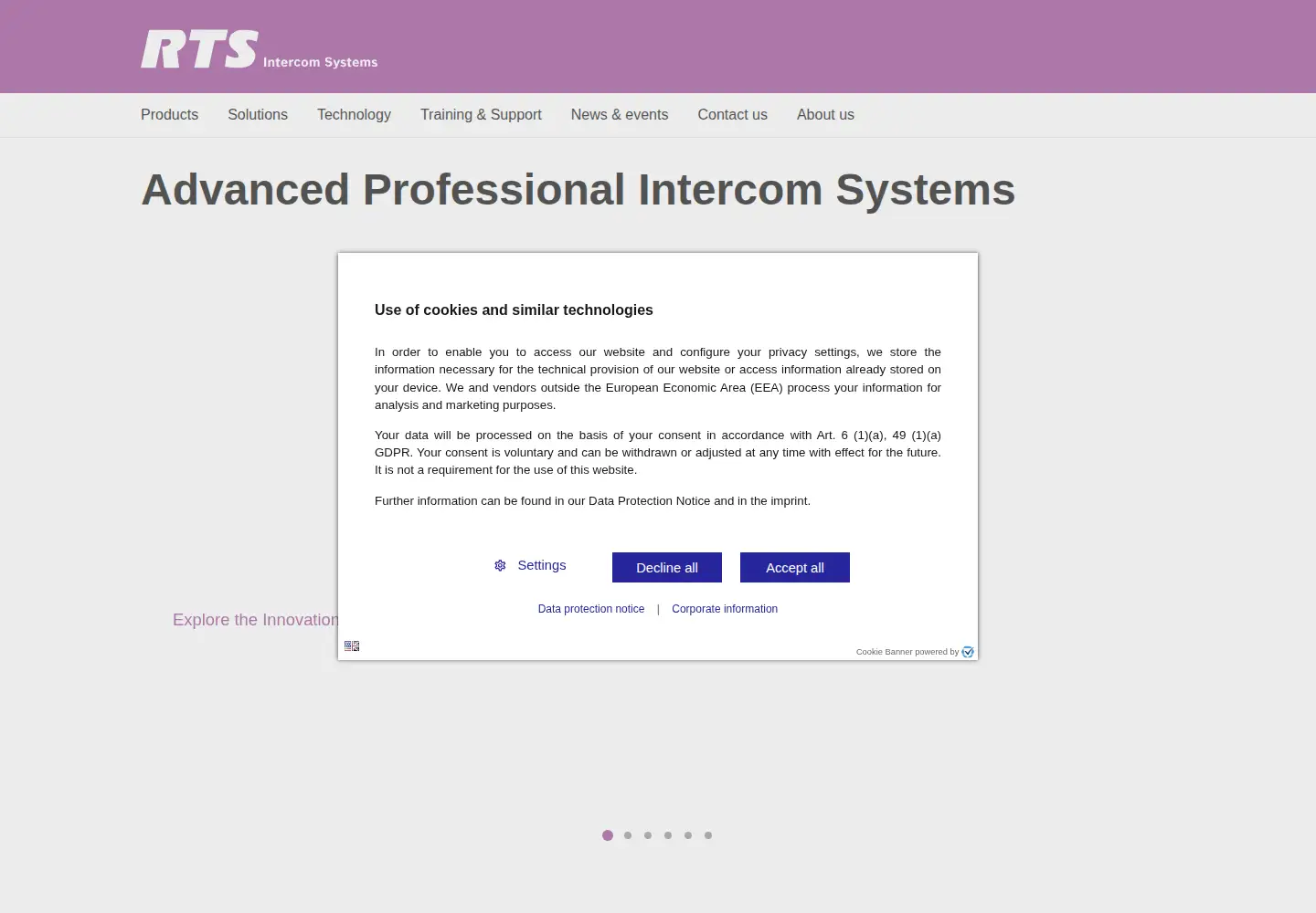 Captured homepage of rtsintercoms.com in the current scan