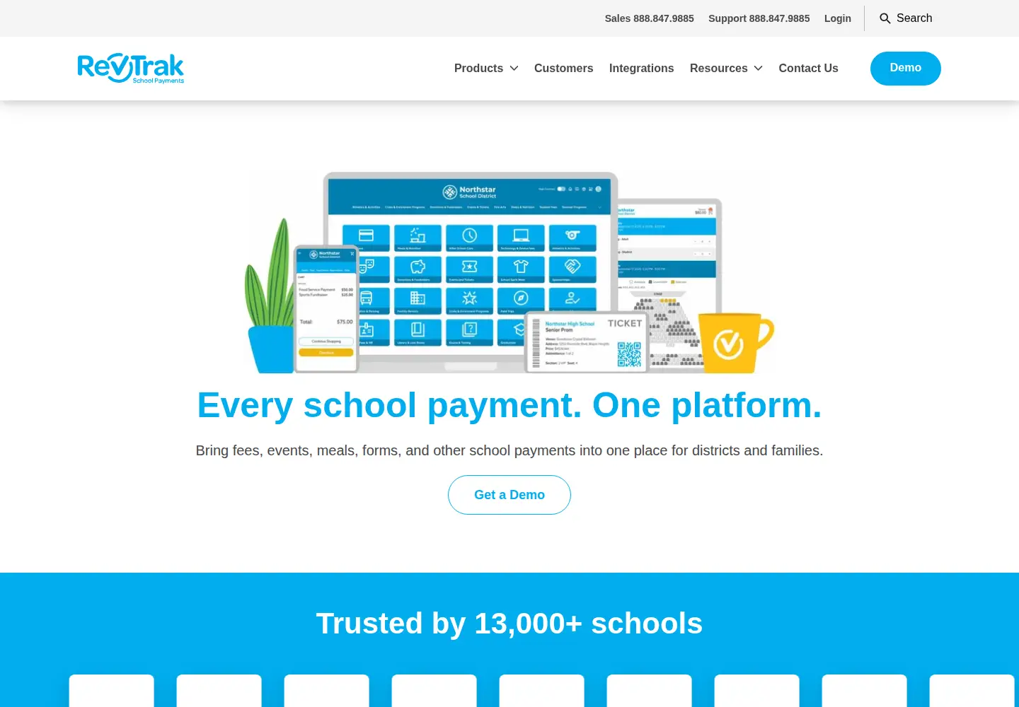 Captured homepage of revtrak.com in the current scan
