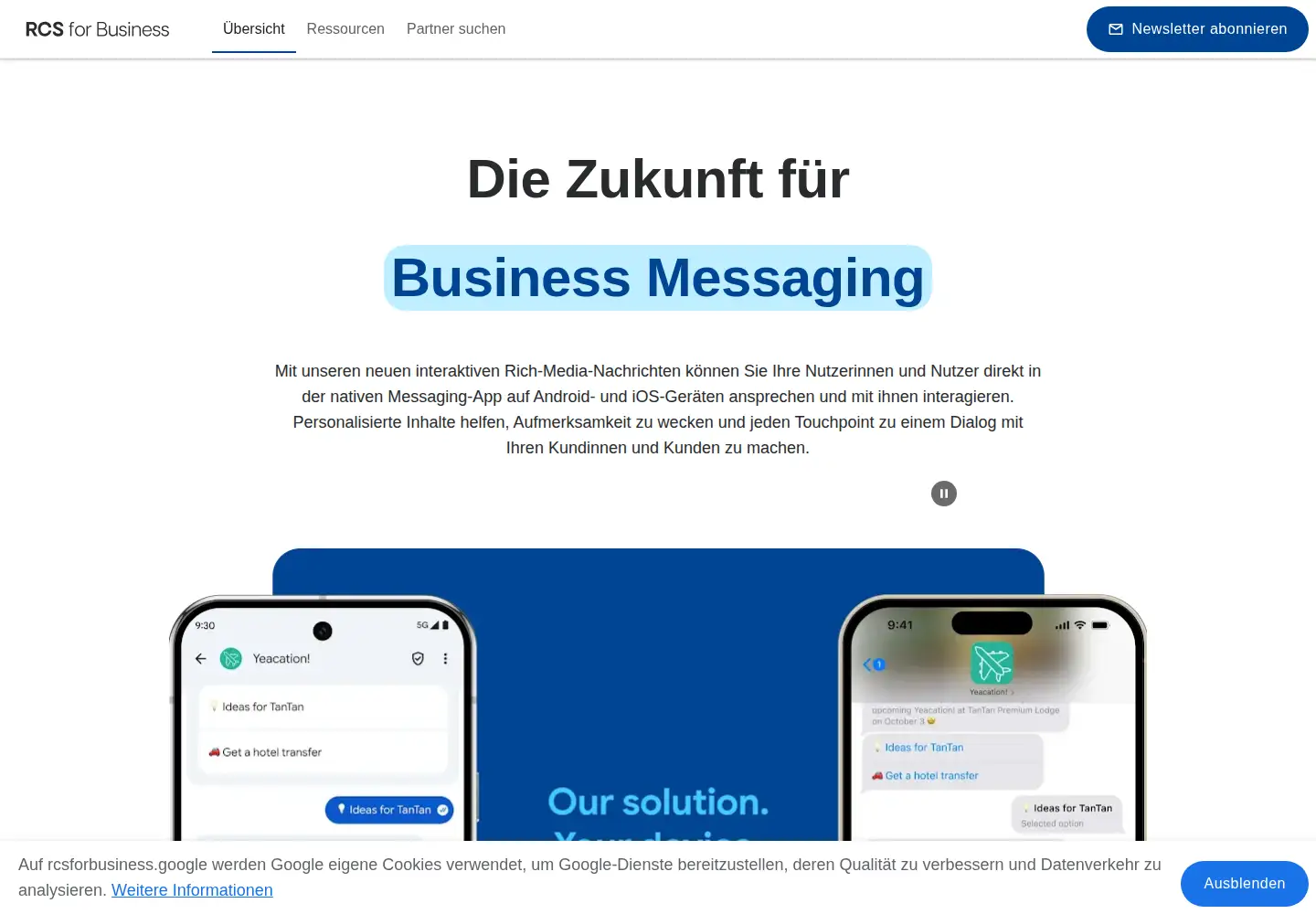Screenshot of rcsforbusiness.google