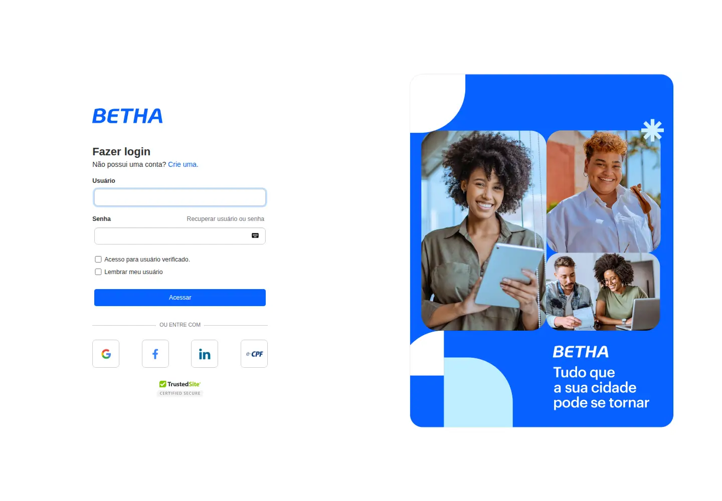 Captured homepage of betha.cloud in the current scan