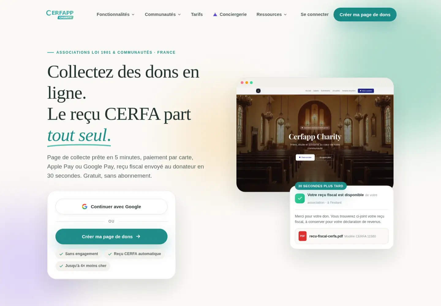 Captured homepage of cerfapp.fr in the current scan