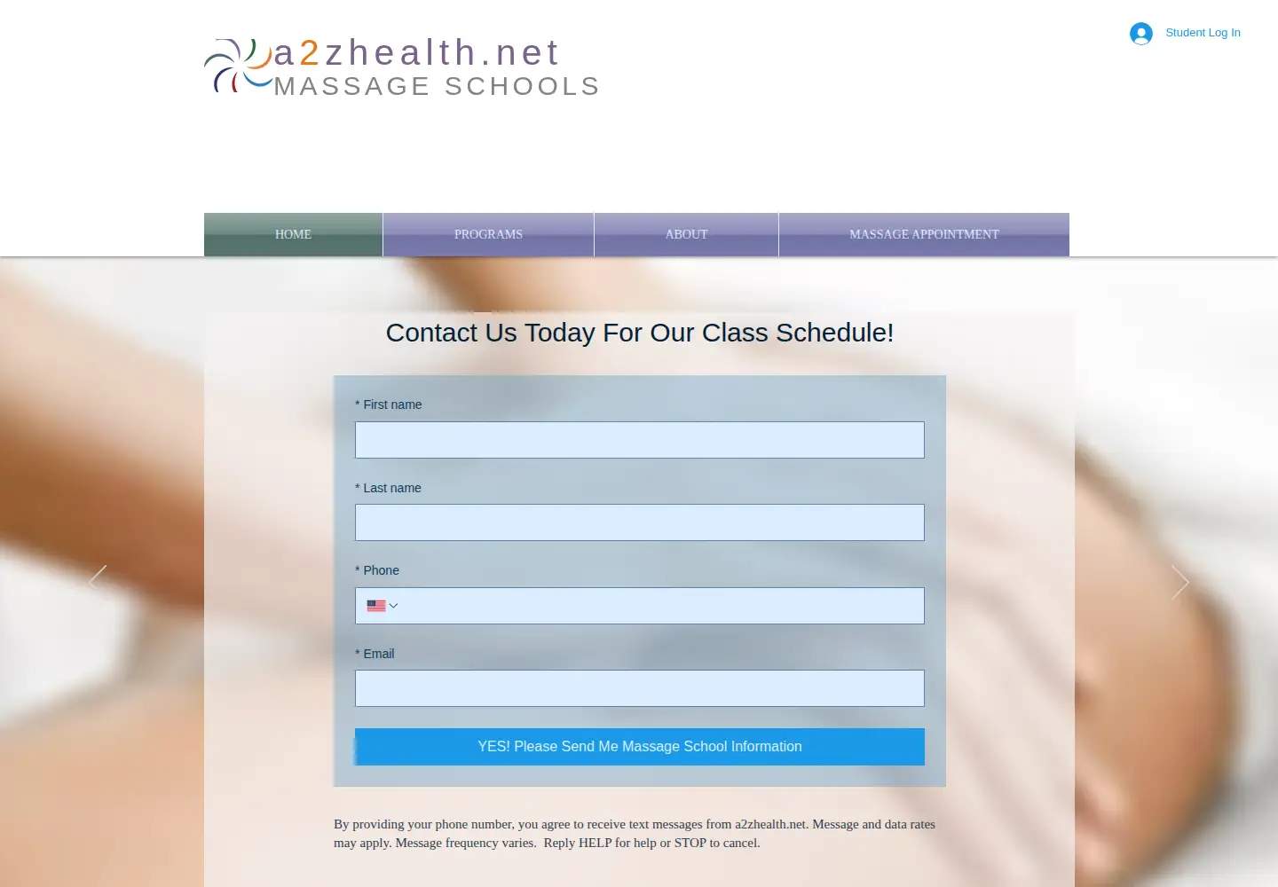 Captured homepage of a2zhealth.net in the current scan