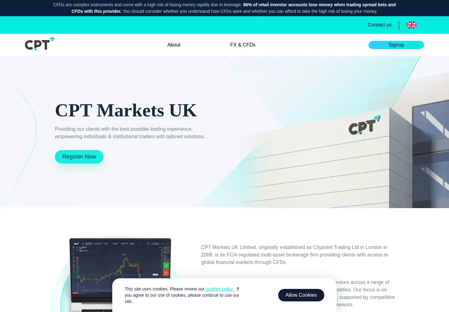 Screenshot of cptmarkets.co.uk