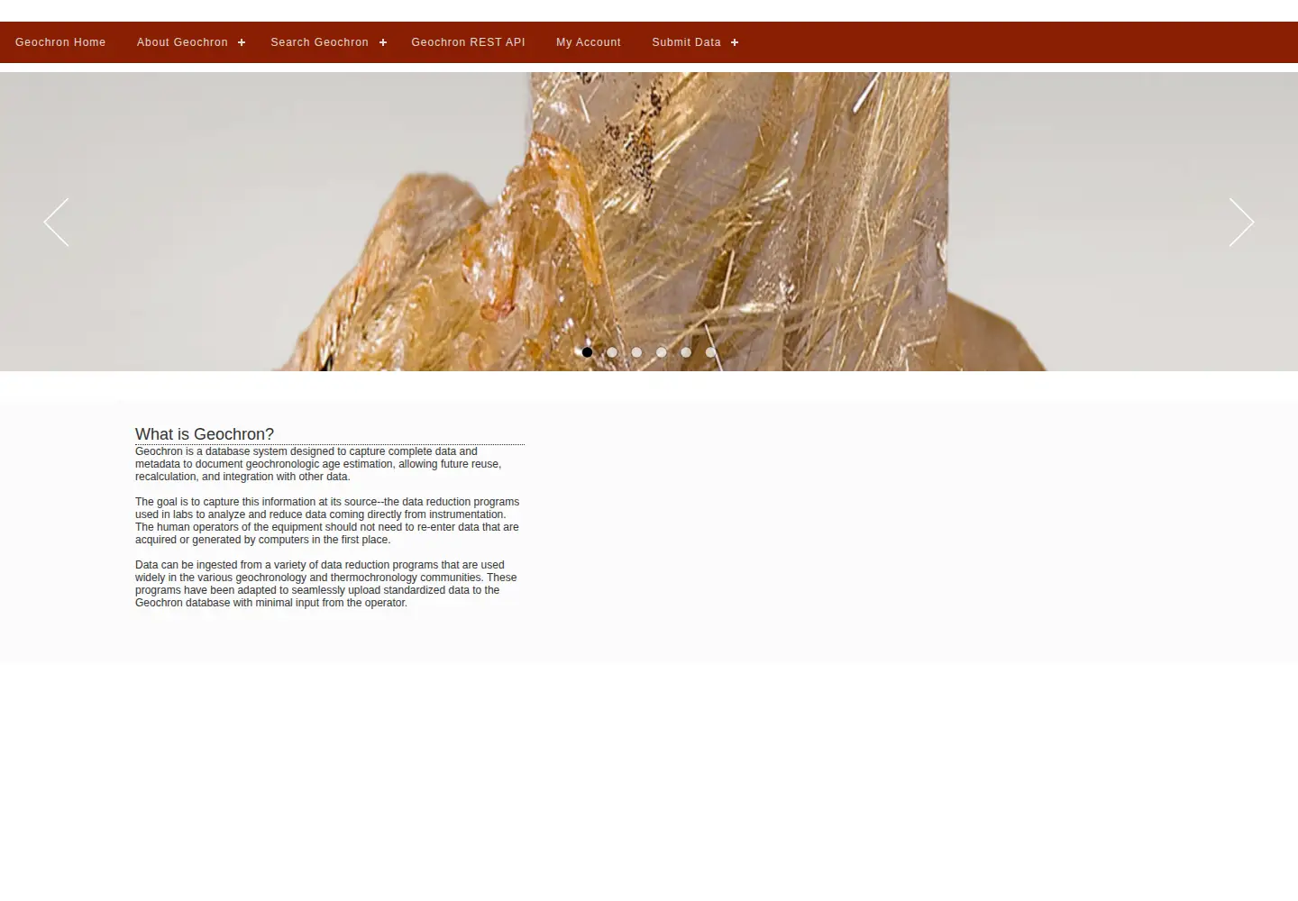 Captured homepage of geochron.org in the current scan