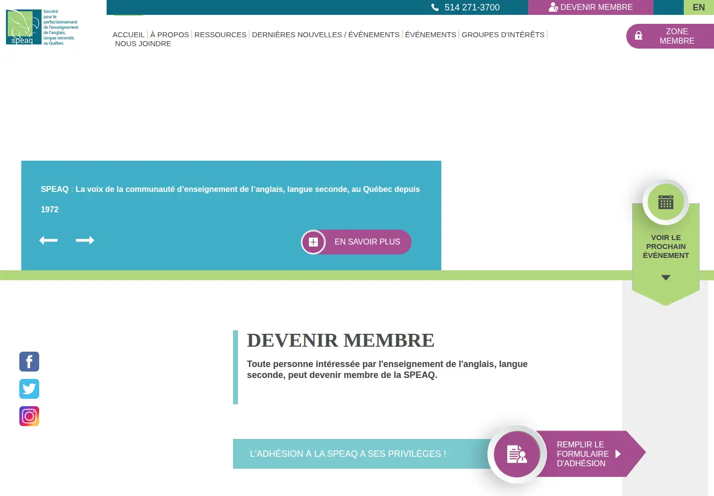 Captured homepage of speaq.org in the current scan