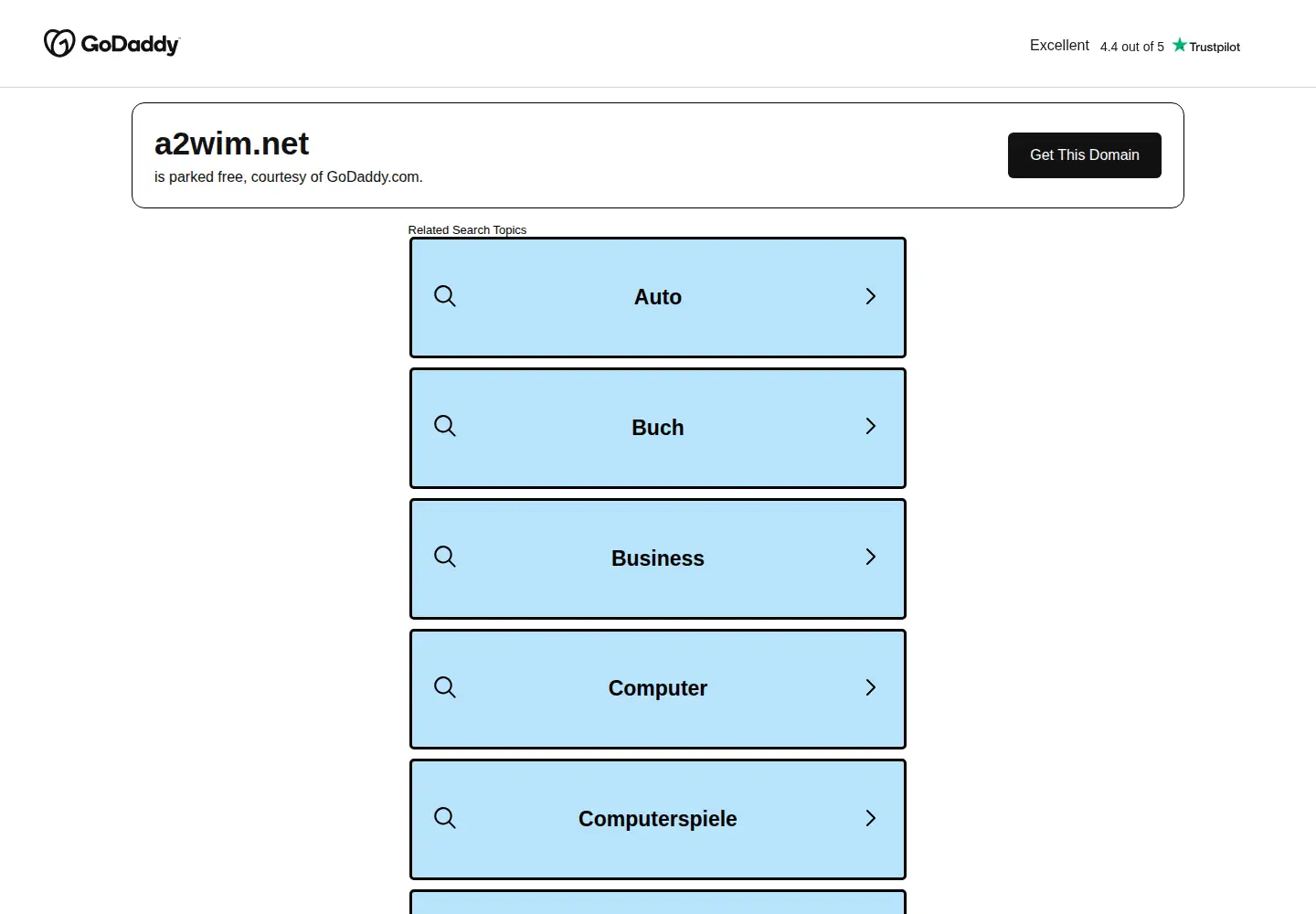 Captured homepage of a2wim.net in the current scan