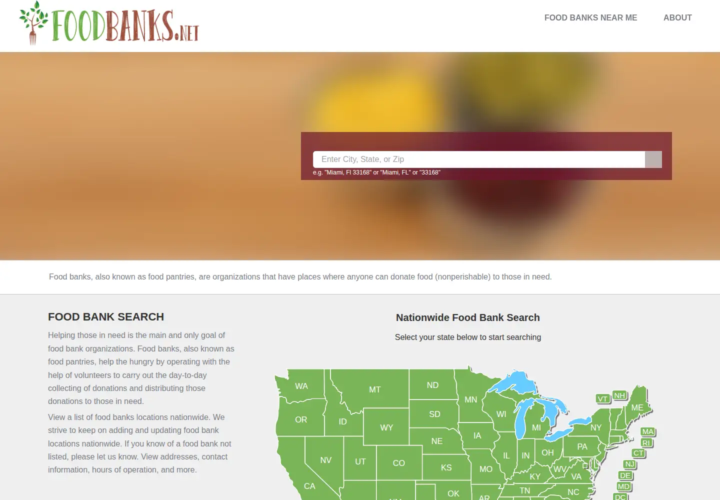 Screenshot of foodbanks.net