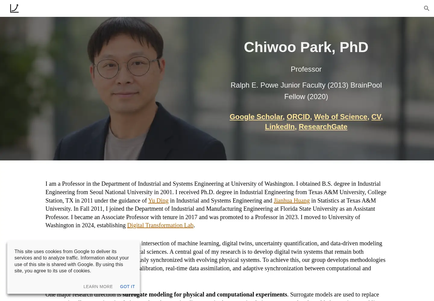 Screenshot of chiwoopark.net