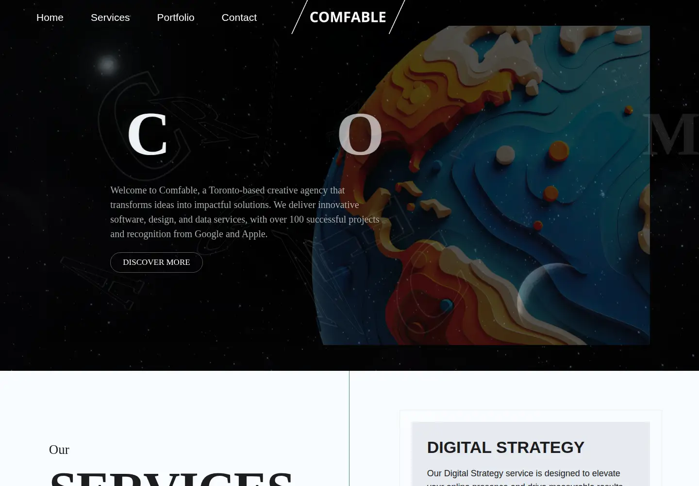 Captured homepage of comfable.com in the current scan