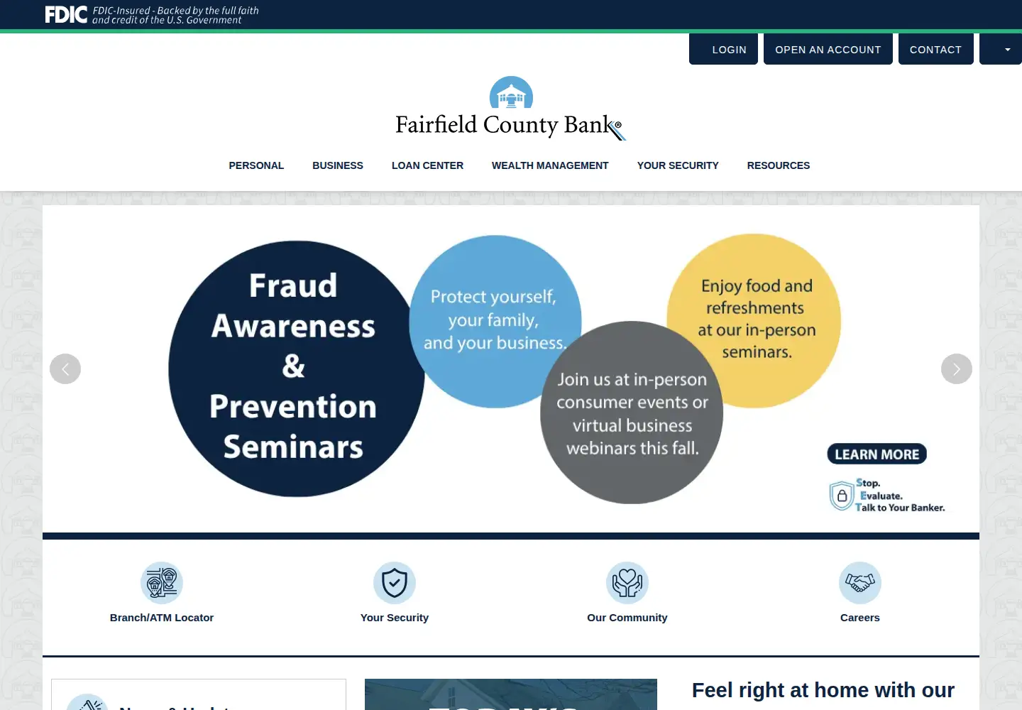 Captured homepage of fairfieldcountybank.com in the current scan