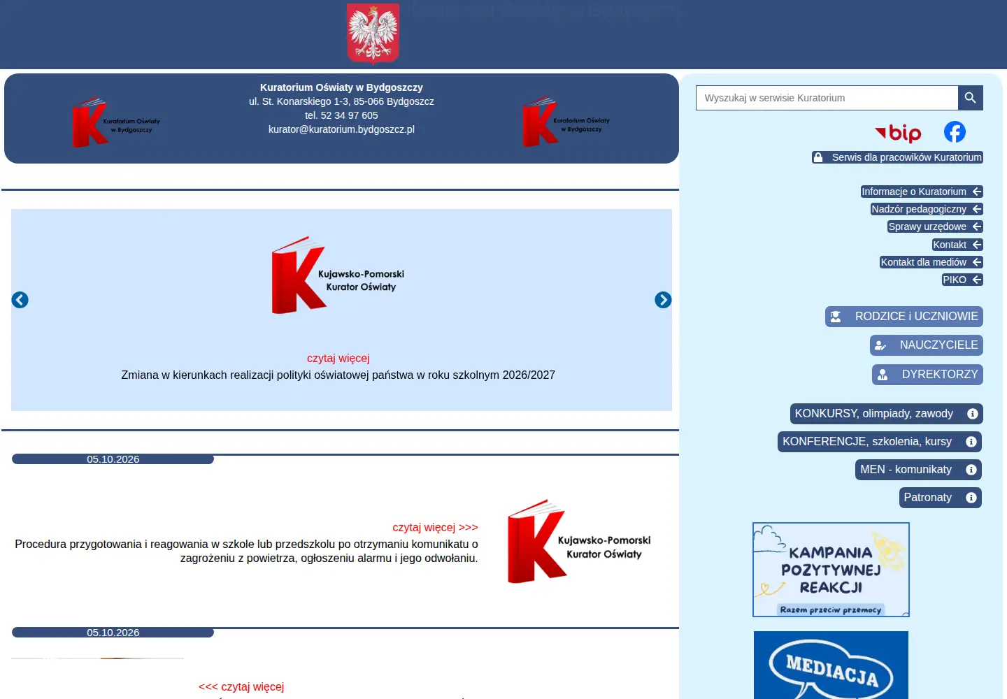Screenshot of kuratorium.bydgoszcz.pl