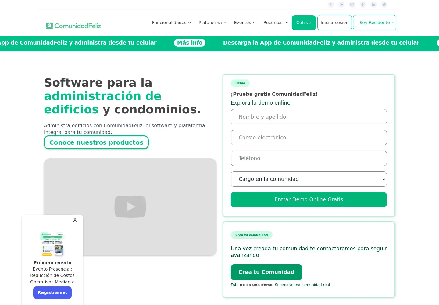 Captured homepage of comunidadfeliz.com in the current scan