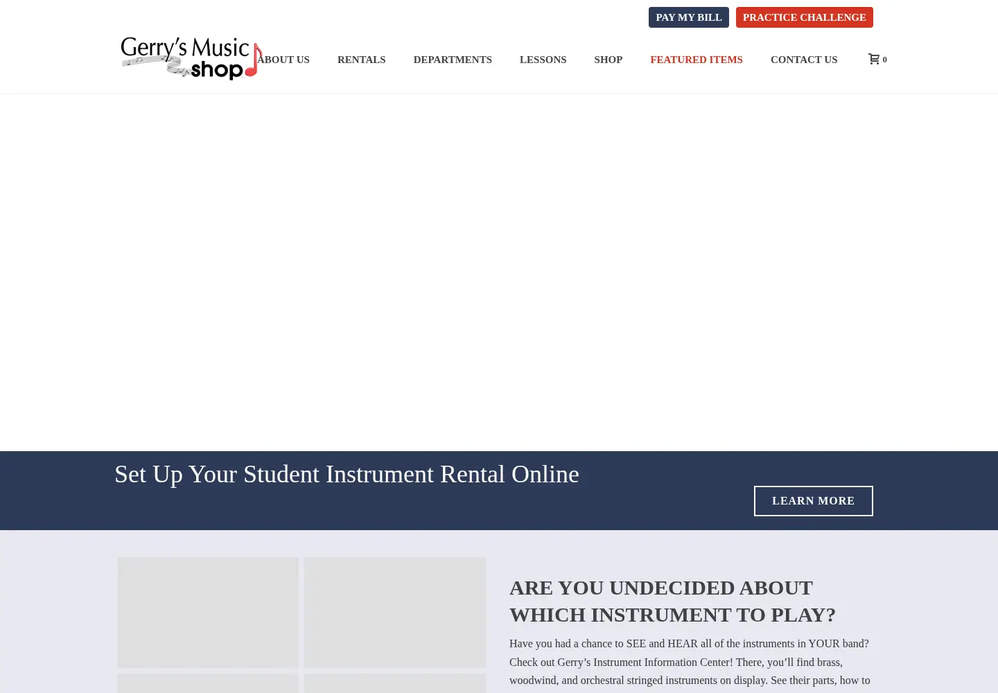 Captured homepage of gerrysmusicshop.com in the current scan