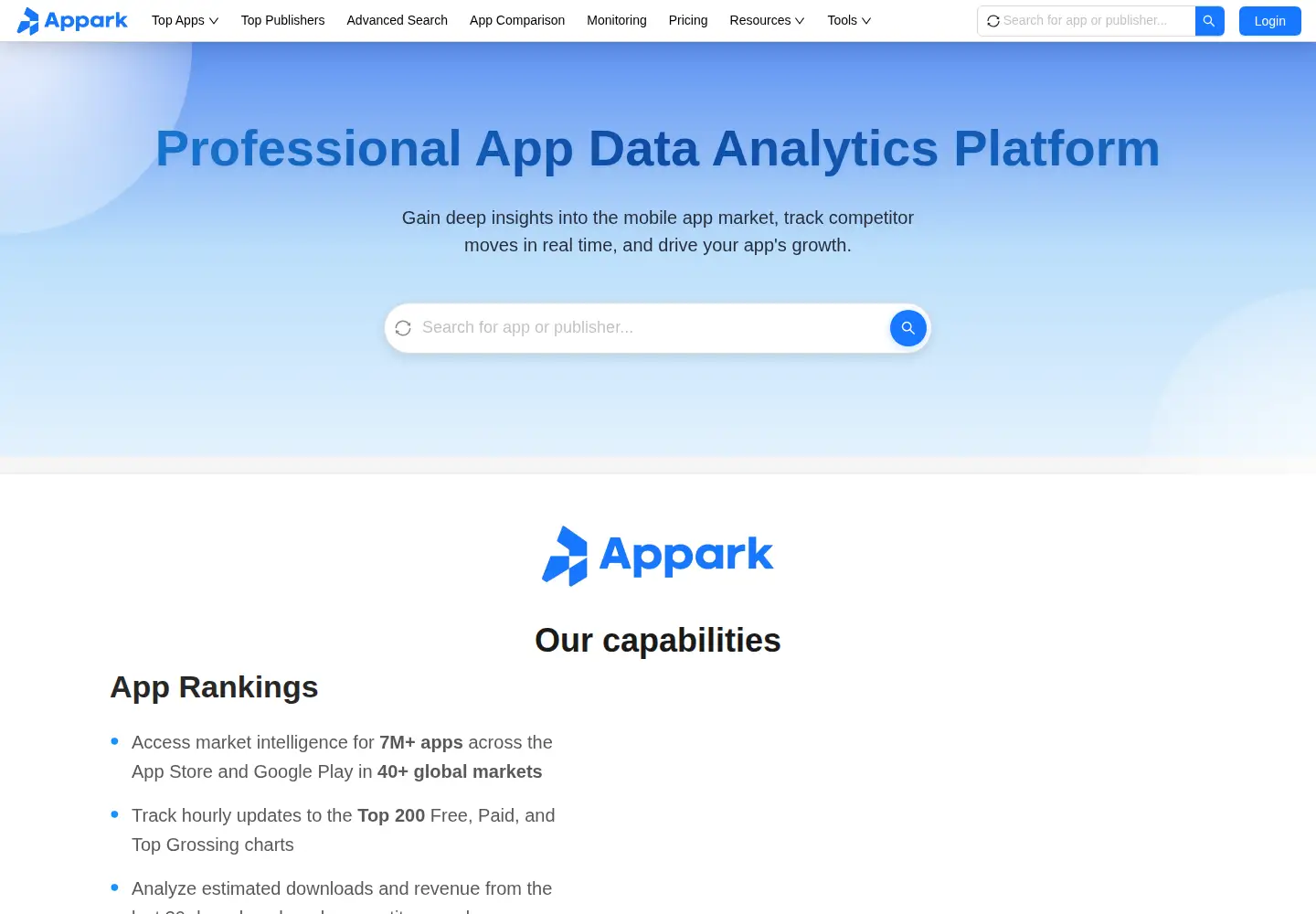 Captured homepage of appark.ai in the current scan