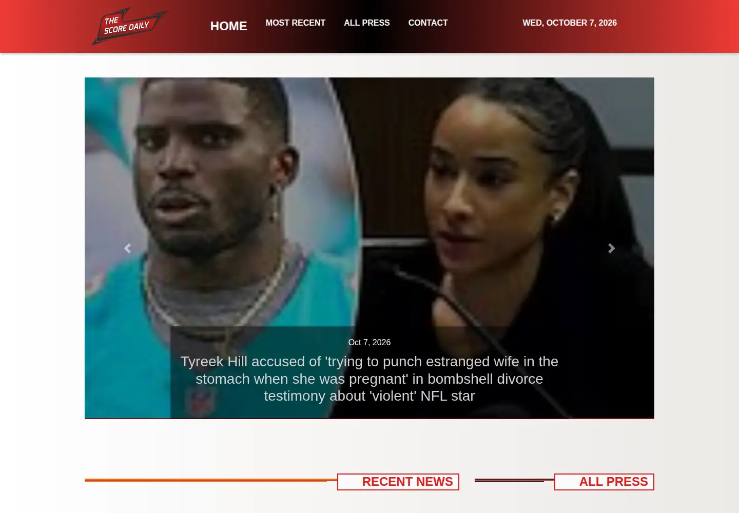 Captured homepage of thescoredaily.com in the current scan
