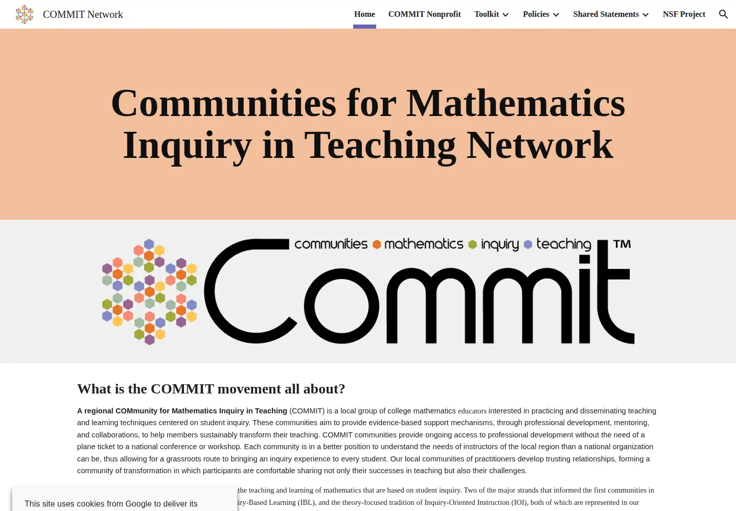 Captured homepage of comathinquiry.org in the current scan