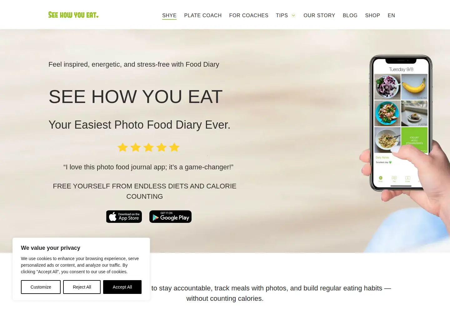 Screenshot of seehowyoueat.com