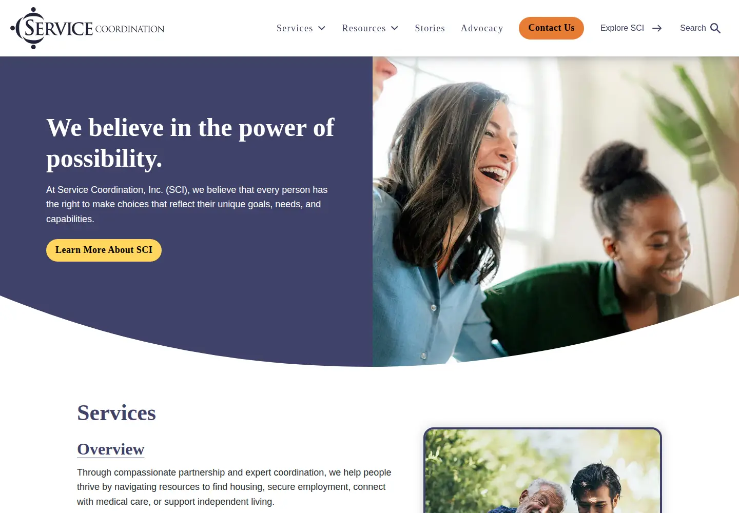 Captured homepage of servicecoord.org in the current scan