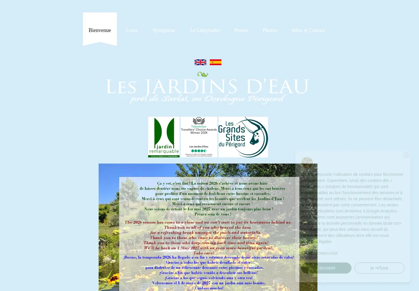 Captured homepage of jardinsdeau.com in the current scan