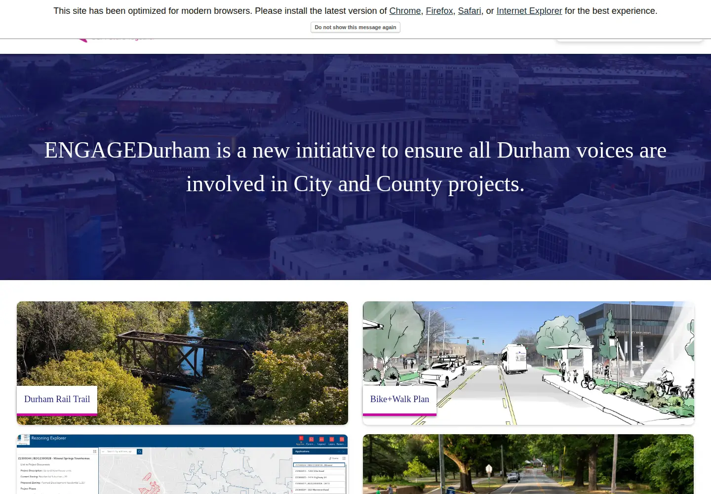 Captured homepage of engagedurham.com in the current scan