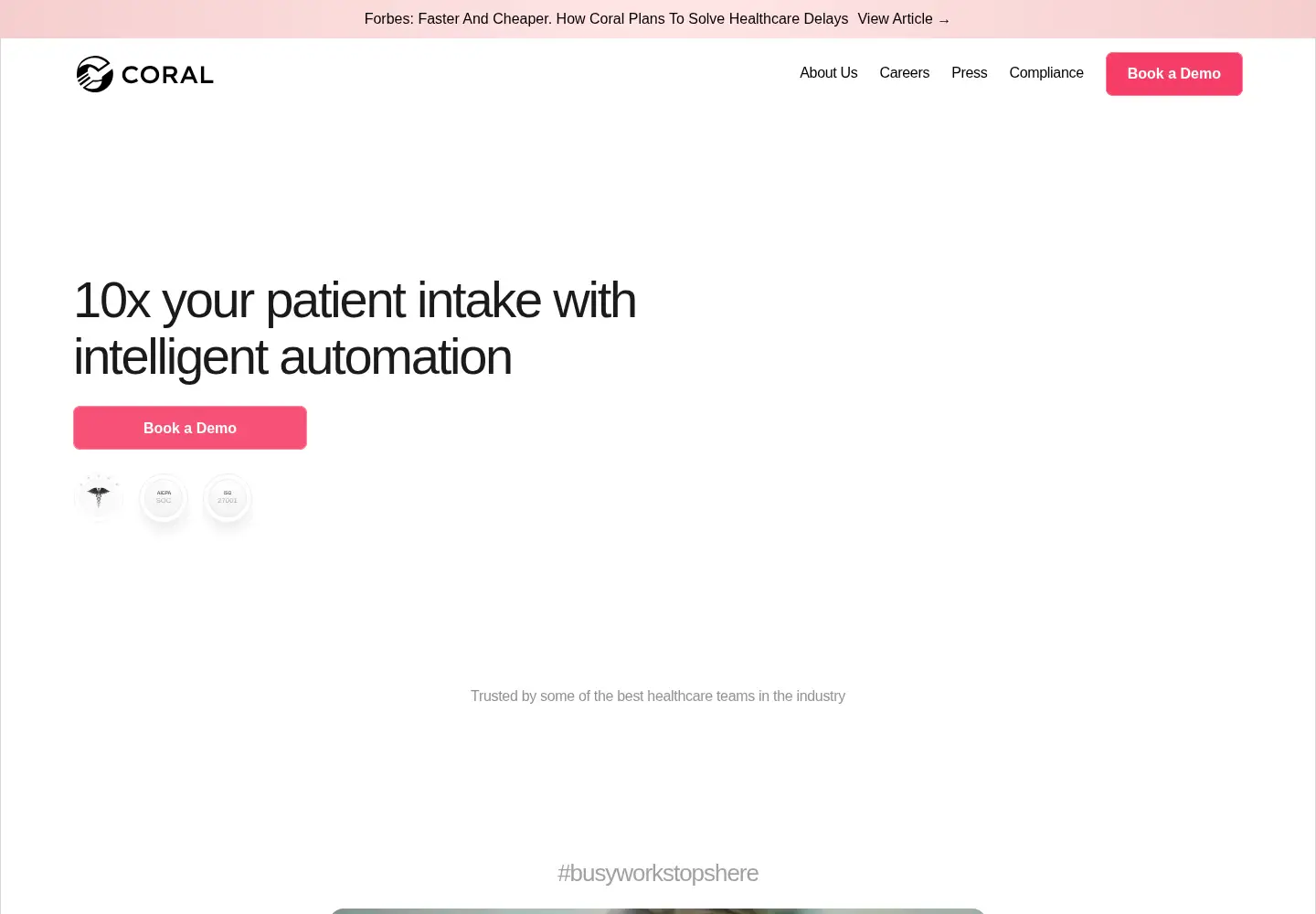 Captured homepage of trycoral.ai in the current scan