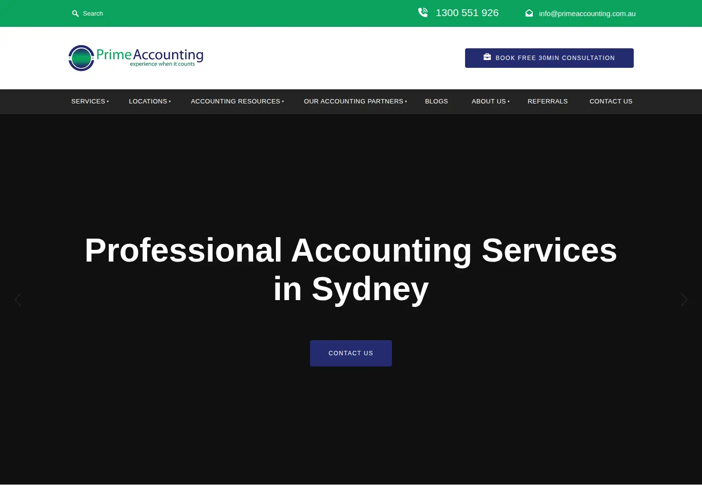 Screenshot of primeaccounting.com.au