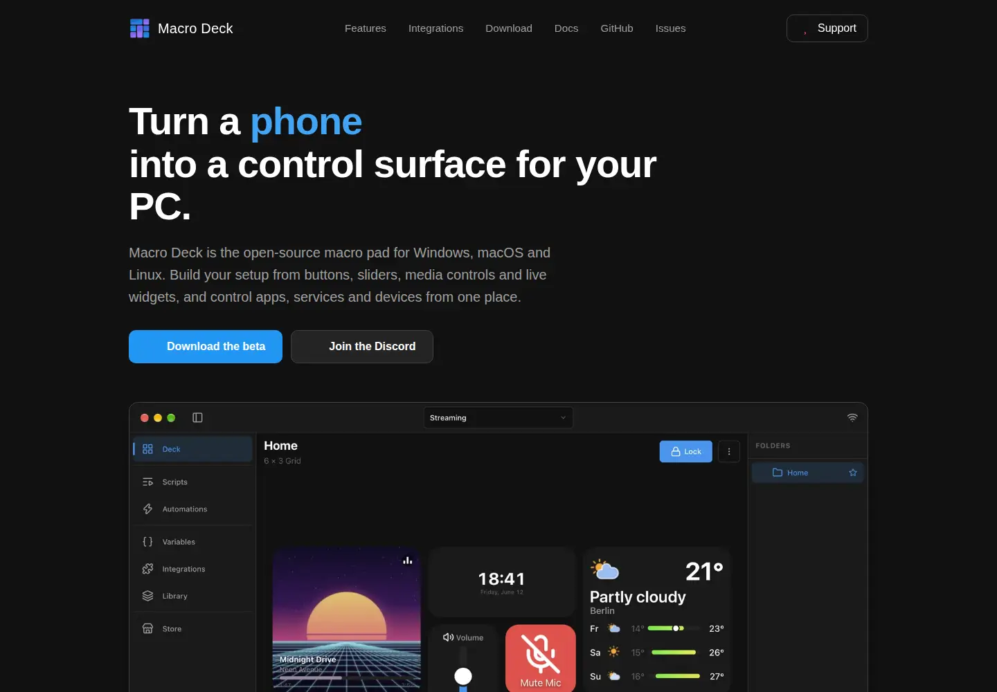 Screenshot of macrodeck.org