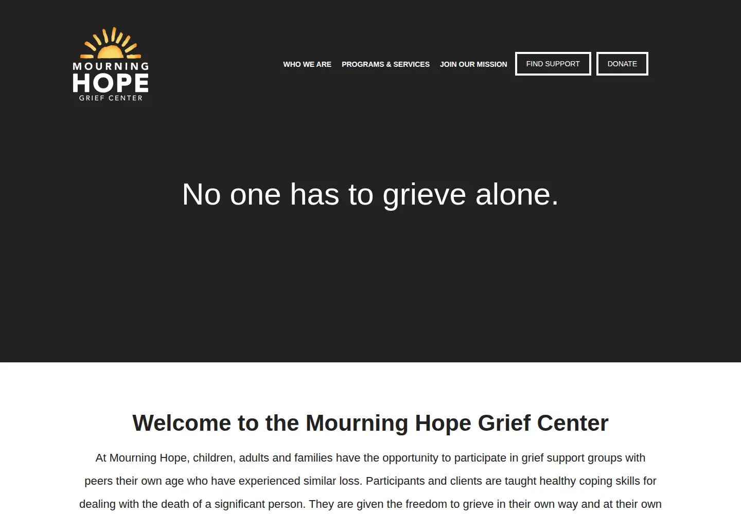 Screenshot of mourninghope.org