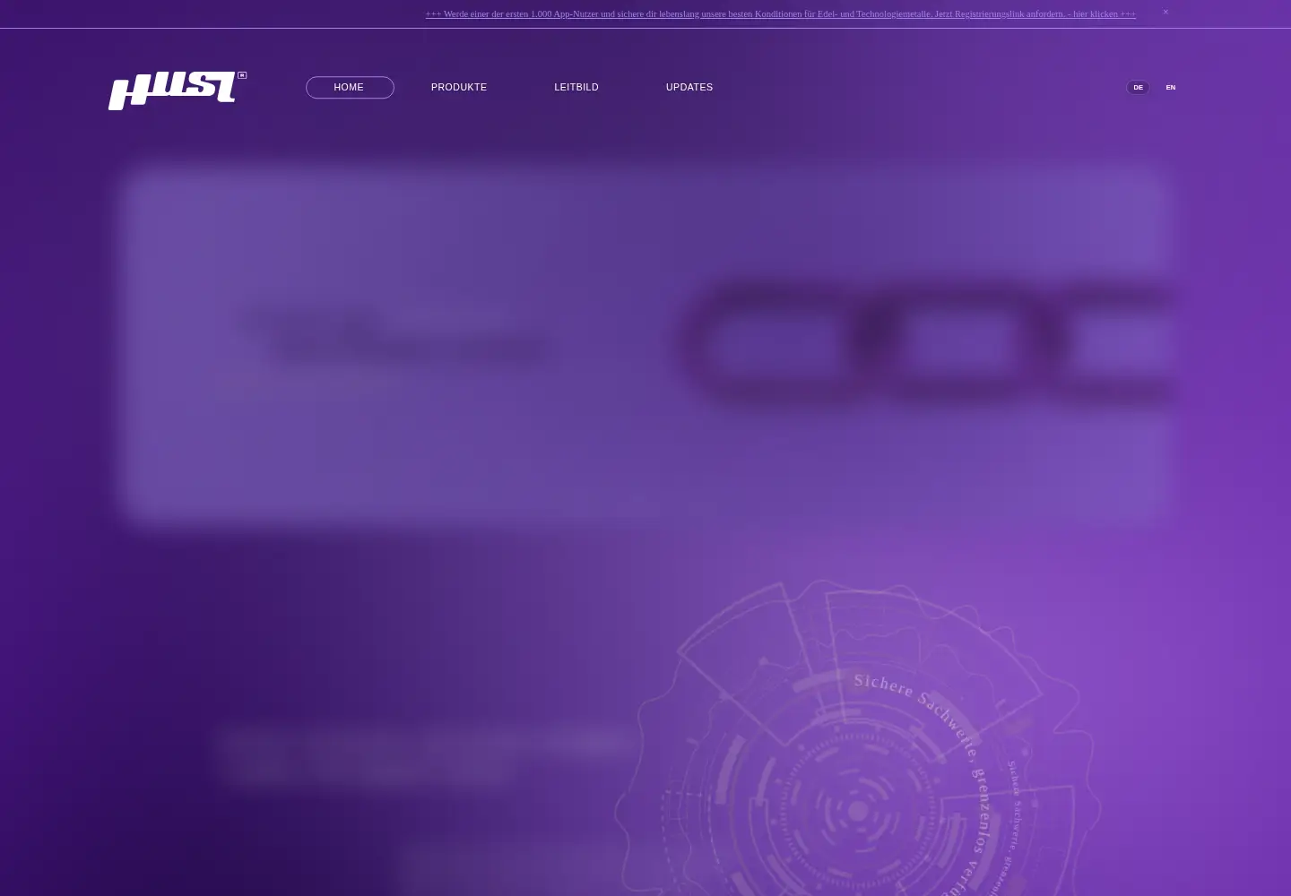 Captured homepage of husl.gold in the current scan